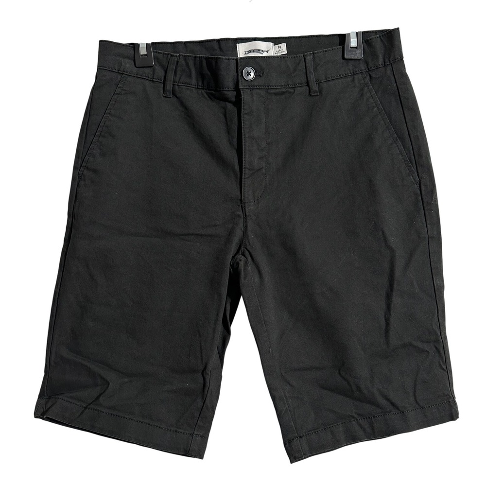 TOPMAN Black Chino Shorts‎ Flat Front Button Fly Mens Size 32